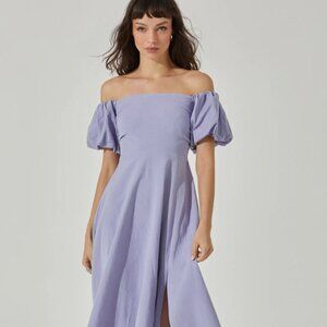 ASTR the Label Off Shoulder Puff Sleeve Midi Dress - Size S